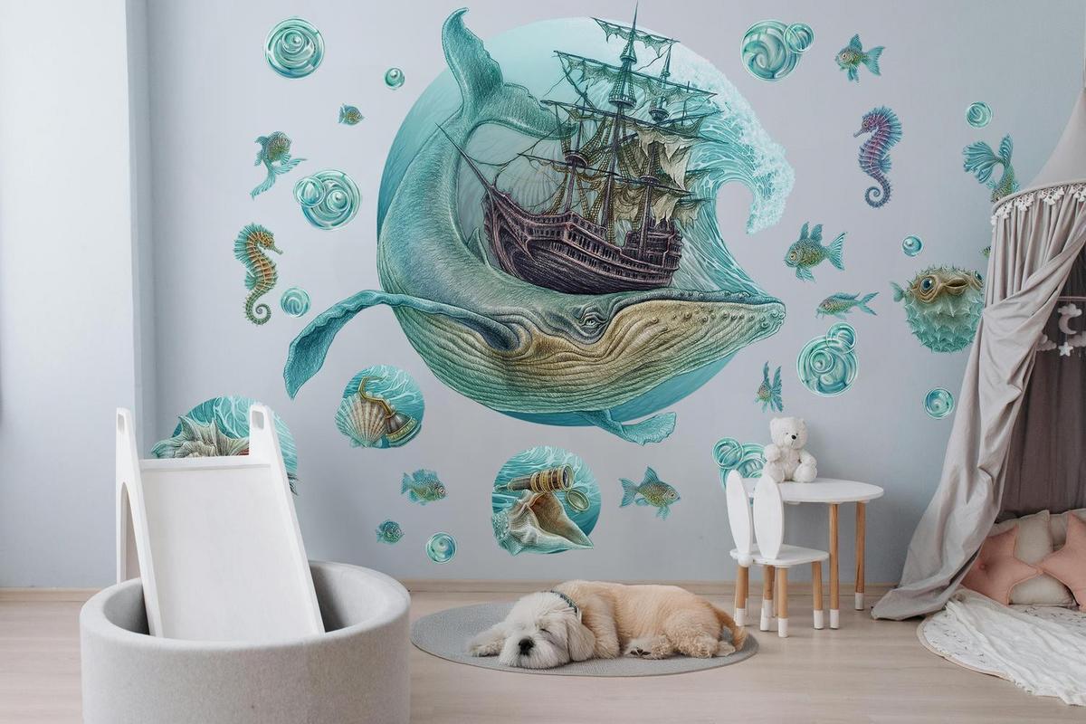 WANDAUFKLEBER 80x94cm - Seeschiff - Multicolor, Kunststoff (80/94/0.1cm) - Wallfluent