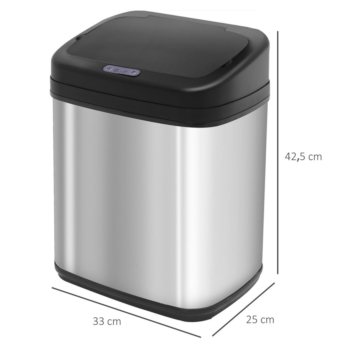 ABFALLEIMER 20L Silber, Schwarz - Silberfarben, Kunststoff (25/42.5/33cm) - HOMCOM