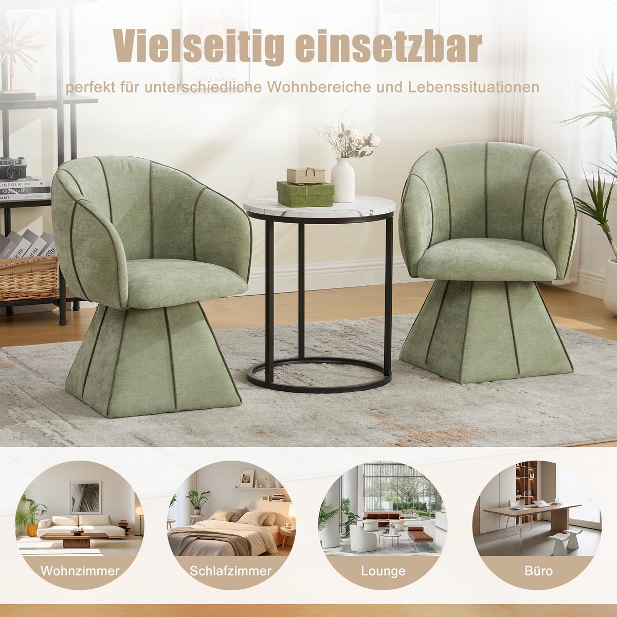 DREHSTUHL 360° Chenille Ergonomischer Sessel Wohnzimmer & Schlafzimmer - Olivgrün, Textil (56/74.5/54cm) - Urban Meuble