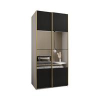 SCHWEBETÜRENSCHRANK 245,5/100/64 2-türig - Goldfarben/Schwarz, Holz/Metall (100/245/64cm) - Abiks Möbel