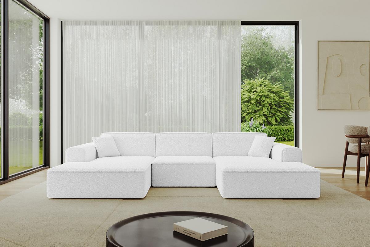 WOHNLANDSCHAFT IREA-U1-v3 - 301x165x77 cm Weiß - Weiß, Holzwerkstoff/Textil (301/77/165cm) - ALTDECOR
