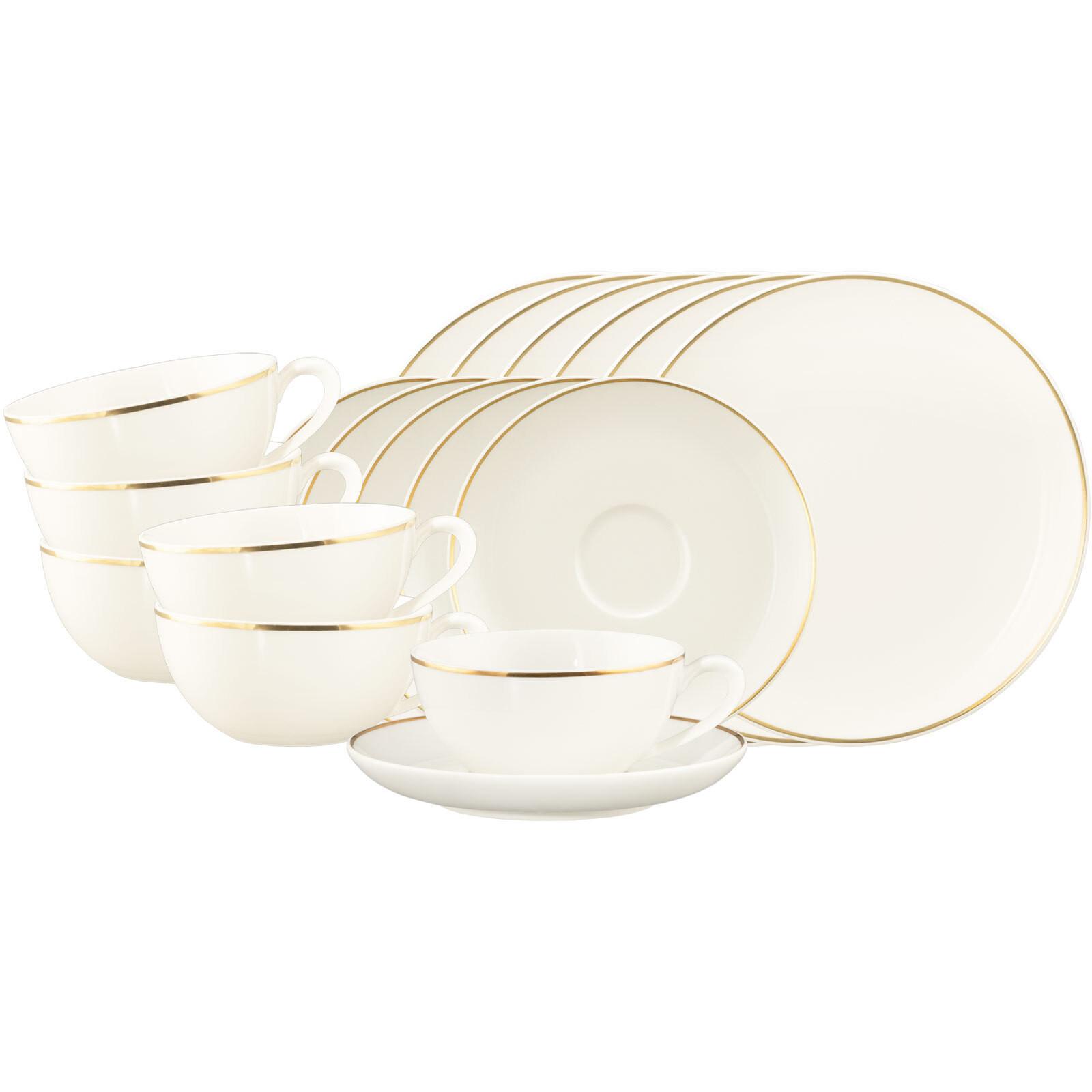 TEE-SET Savona Goldlinie creme 18-tlg. - Creme, Keramik (2/2/2cm) - Seltmann Weiden