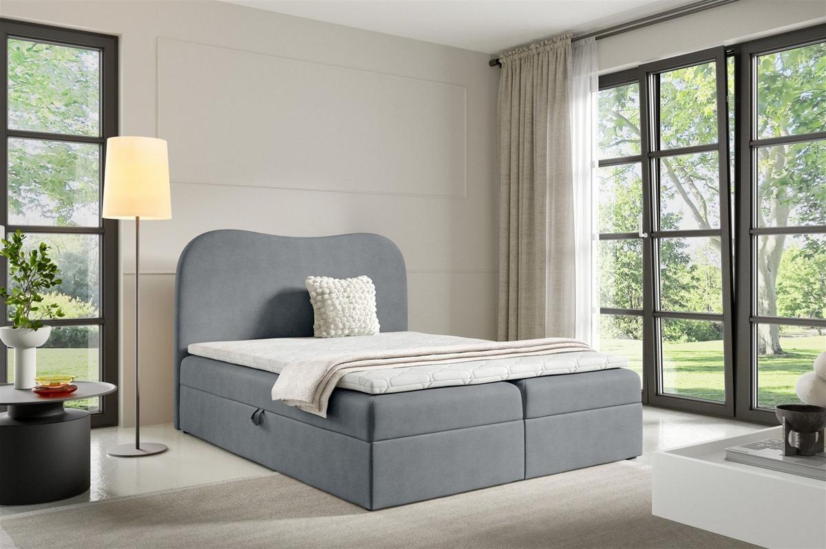 BOXBETT Darlin - Grau, Holzwerkstoff/Textil (160/200cm) - Fun Möbel