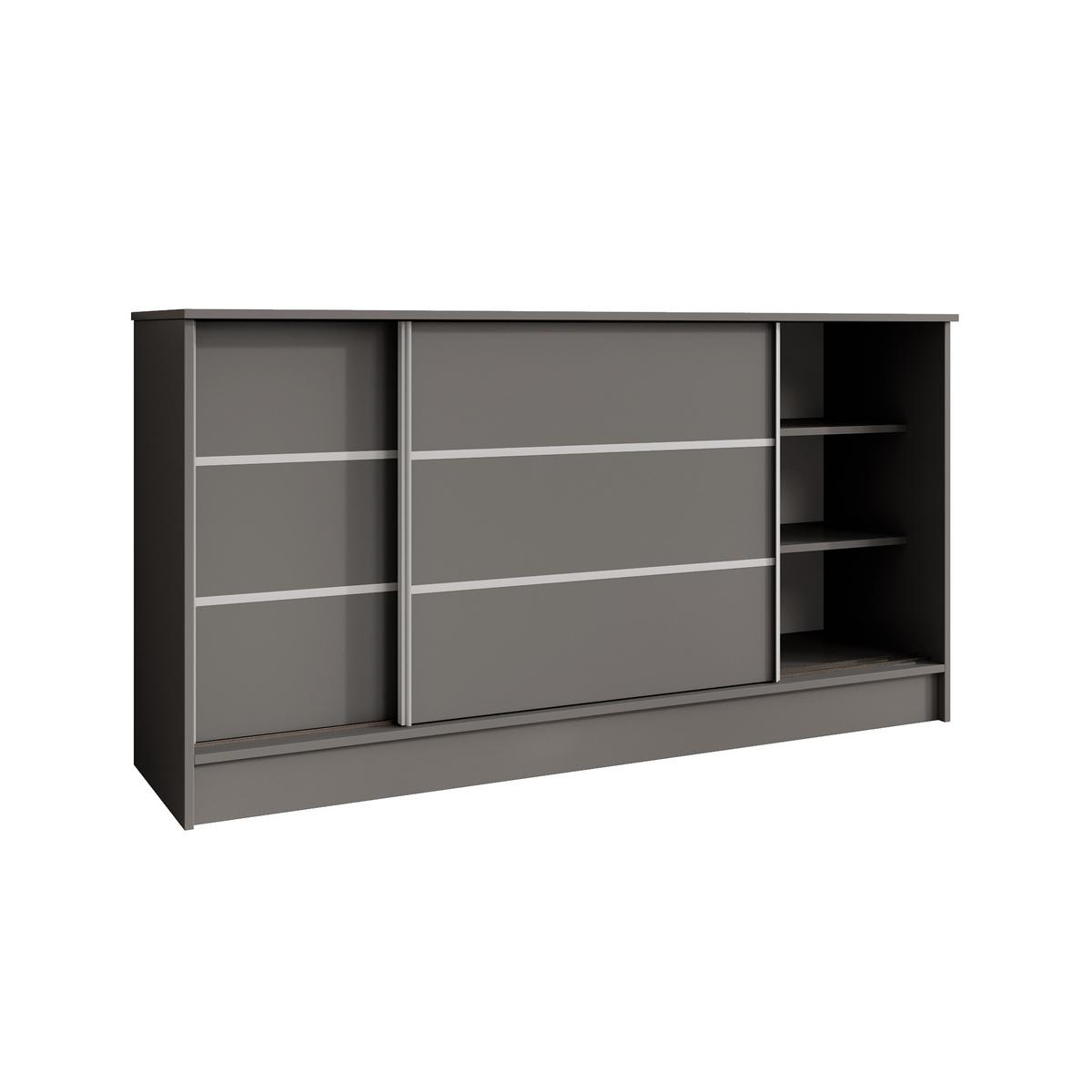 KOMMODE Mirela mit 2 Schiebetüren 160 cm, Graphit - Graphitfarben, Holzwerkstoff (161/85/43.5cm) - Beautysofa