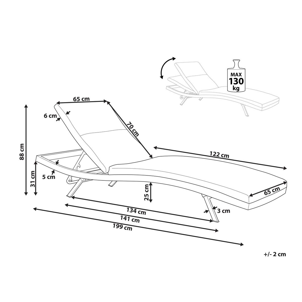 SONNENLIEGE mit Kissen Dunkelgrau Amelia - Graphitfarben, Textil (65/31/199cm)