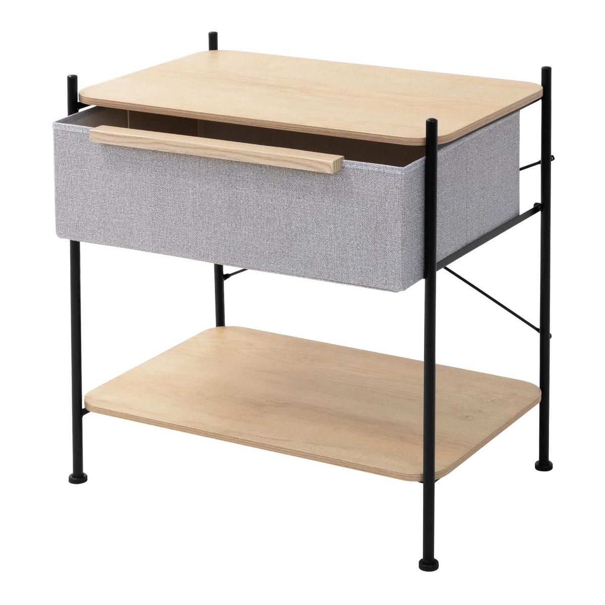 REGAL mit Schublade aus Stoff 62x67,5x42,5 cm Grau - Dunkelgrau/Naturfarben, Holzwerkstoff (62/67.5/42.5cm) - ML-DESIGN