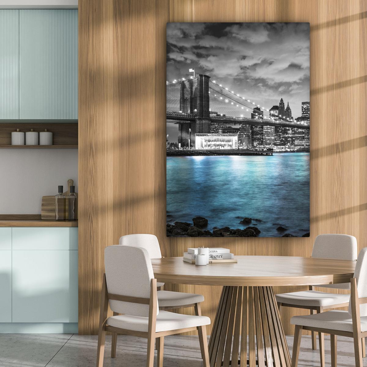 LEINWANDBILD New York - Skyline - Stadt - Blau Deko XXL 80x120 cm - Blaugrau, Textil (80/120cm) - MuchoWow