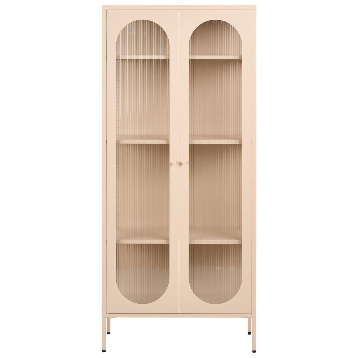 VITRINE mit Glastüren Metall 80 cm Beige Foxton - Beige, Metall (80/181/35cm) - Beliani