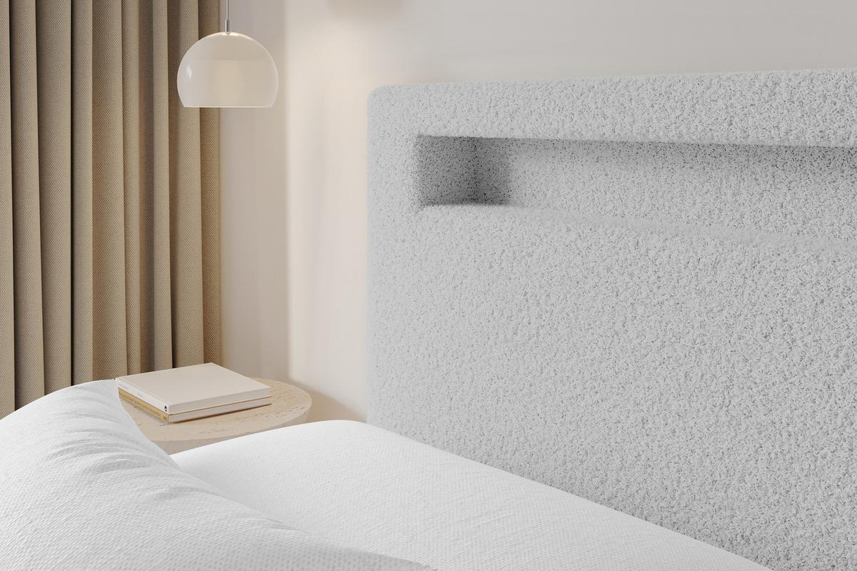 POLSTERBETT mit Bettkasten und Lattenrost, Boxbett ohne Matratze - GOLA 140x200 Hellgrau - Silberfarben, Holzwerkstoff/Textil (140/200cm) - ALTDECOR