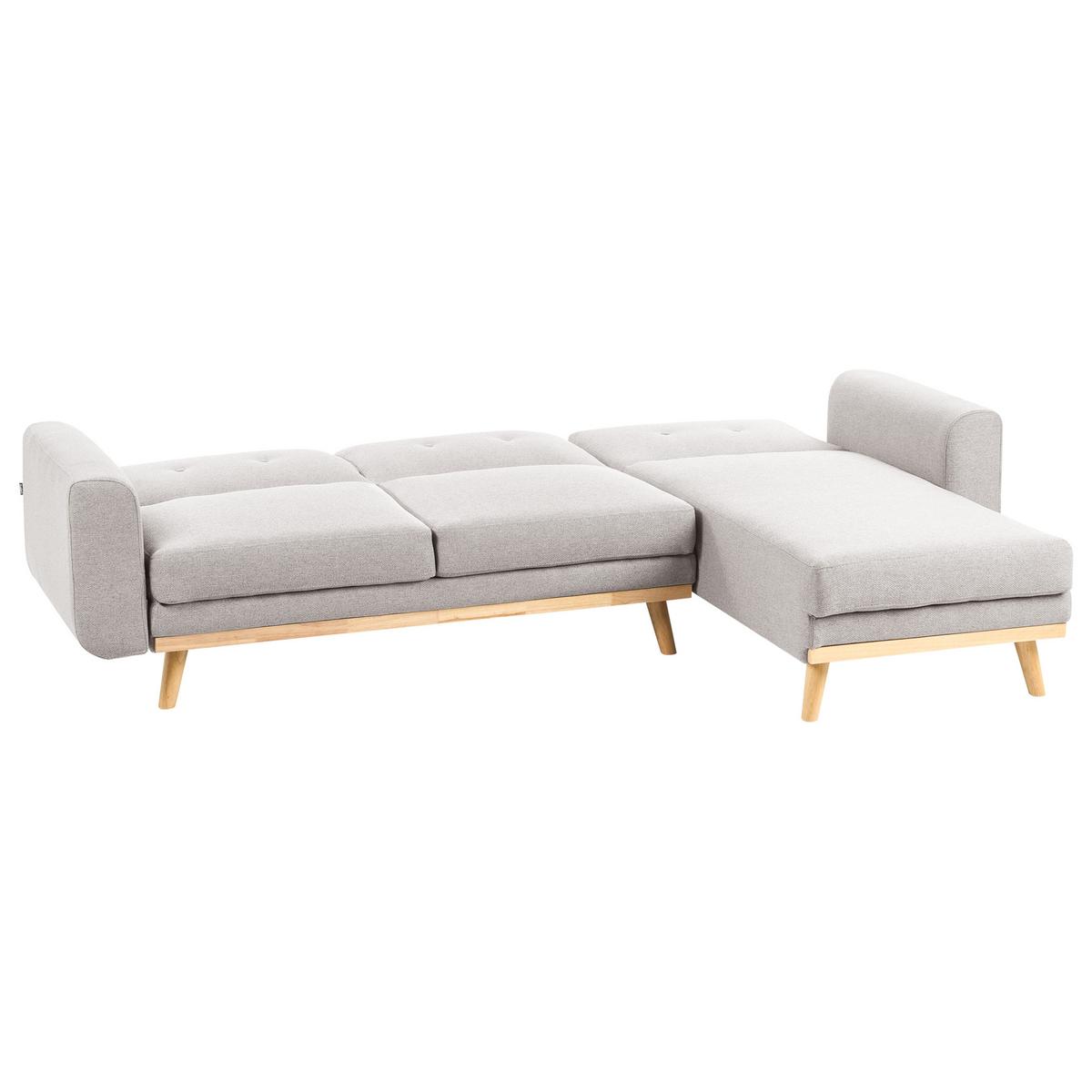 ECKSCHLAFSOFA 3-Sitzer Stoff Grau linksseitig Kaarina - Hellbraun, Textil (260/152cm) - Beliani