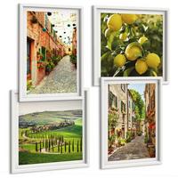 BILDER SET 4er Set - 50x50 cm & 40x60 cm Weißer Rahmen - Bezaubernde Straßen voller Zitronenblüten - Weiß, Kunststoff (50/50cm) - TULUP