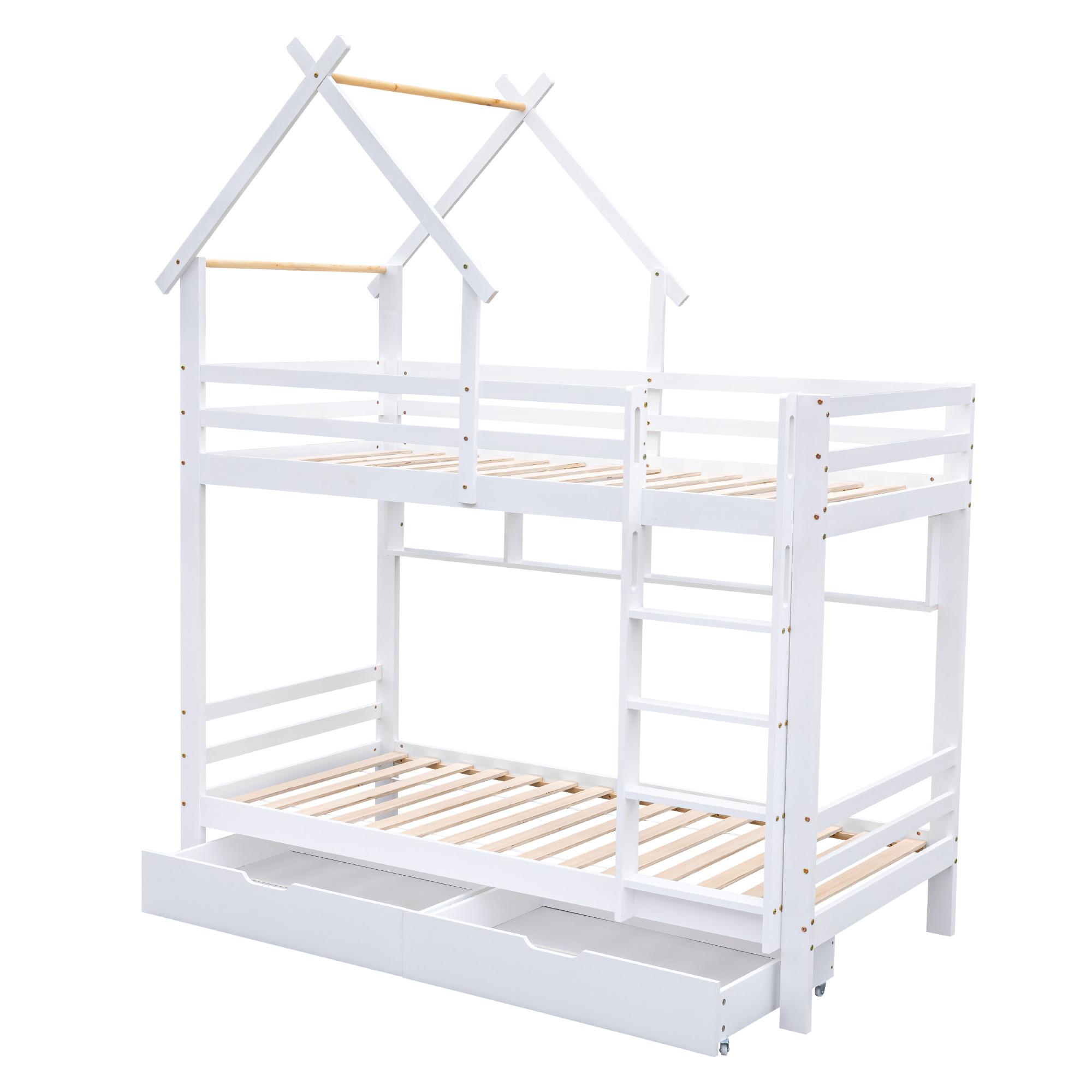 HAUSBETTEN 90/200cmWeiß - Weiß, Holz (205/243/95cm) - Urban Meuble