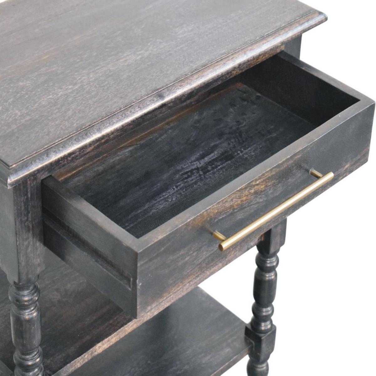 BEISTELLTISCH mit Carbon-Esche-Finish, 1 Schublade, 2 offene Ablagen, dunkelbraun. - Dunkelbraun, Holz (35/60/70cm) - Artisan Furniture