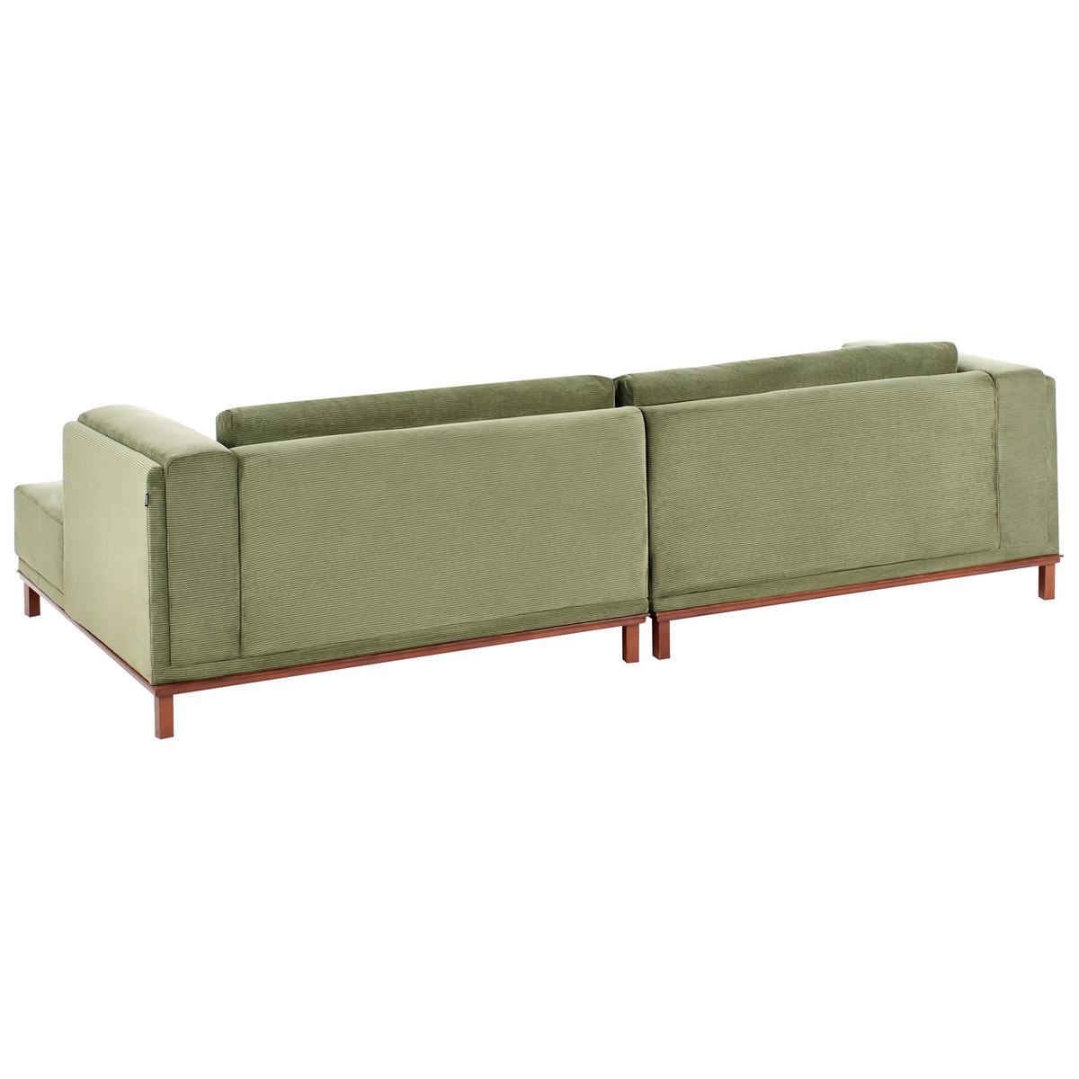 ECKSOFA 4-Sitzer Cord Grün linksseitig Veng - Hellbraun/Braun, Textil (310/155cm) - Beliani