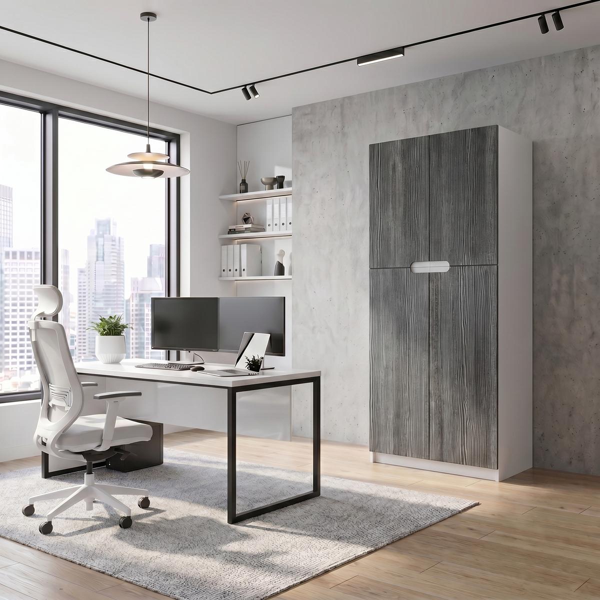 BÜROSCHRANK Logan Fronten in Avola-Anthrazit - Anthrazit, Holzwerkstoff (82/184/37cm) - Vladon