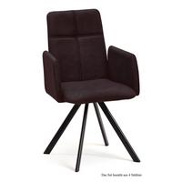 ARMLEHNSTUHL drehbar (4er-Set) Desha 52x92x60 Schwarz/Espresso - Dunkelbraun/Schwarz, Kunststoff (60/92/52cm) - 58aufmkessel