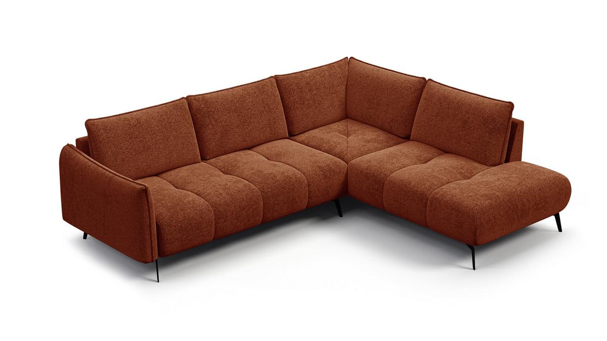 ECKSOFA AERA 5-Sitzer rechts, orange - Schwarz/Orange, Holz/Textil (268/206cm) - Wozimo