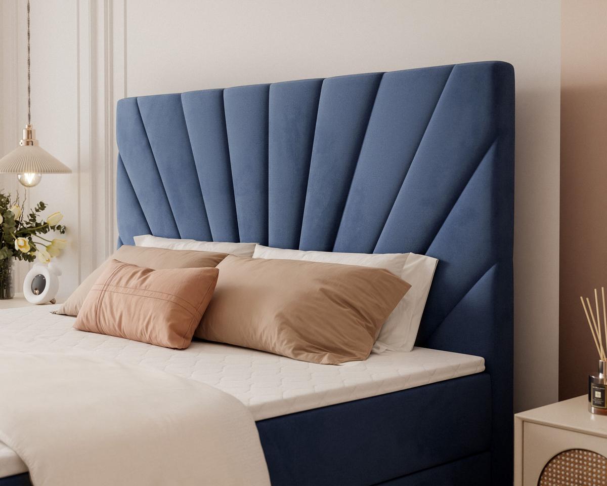 BOXBETT 160x200 cm mit Topper - Blau, Holzwerkstoff/Textil (160/200cm) - Idohome