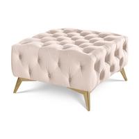 HOCKER Chesterfield Whitby Beige Samt mit goldenen Füßen - Beige/Goldfarben, Holz/Textil (80/45/80cm) - S-Style Möbel