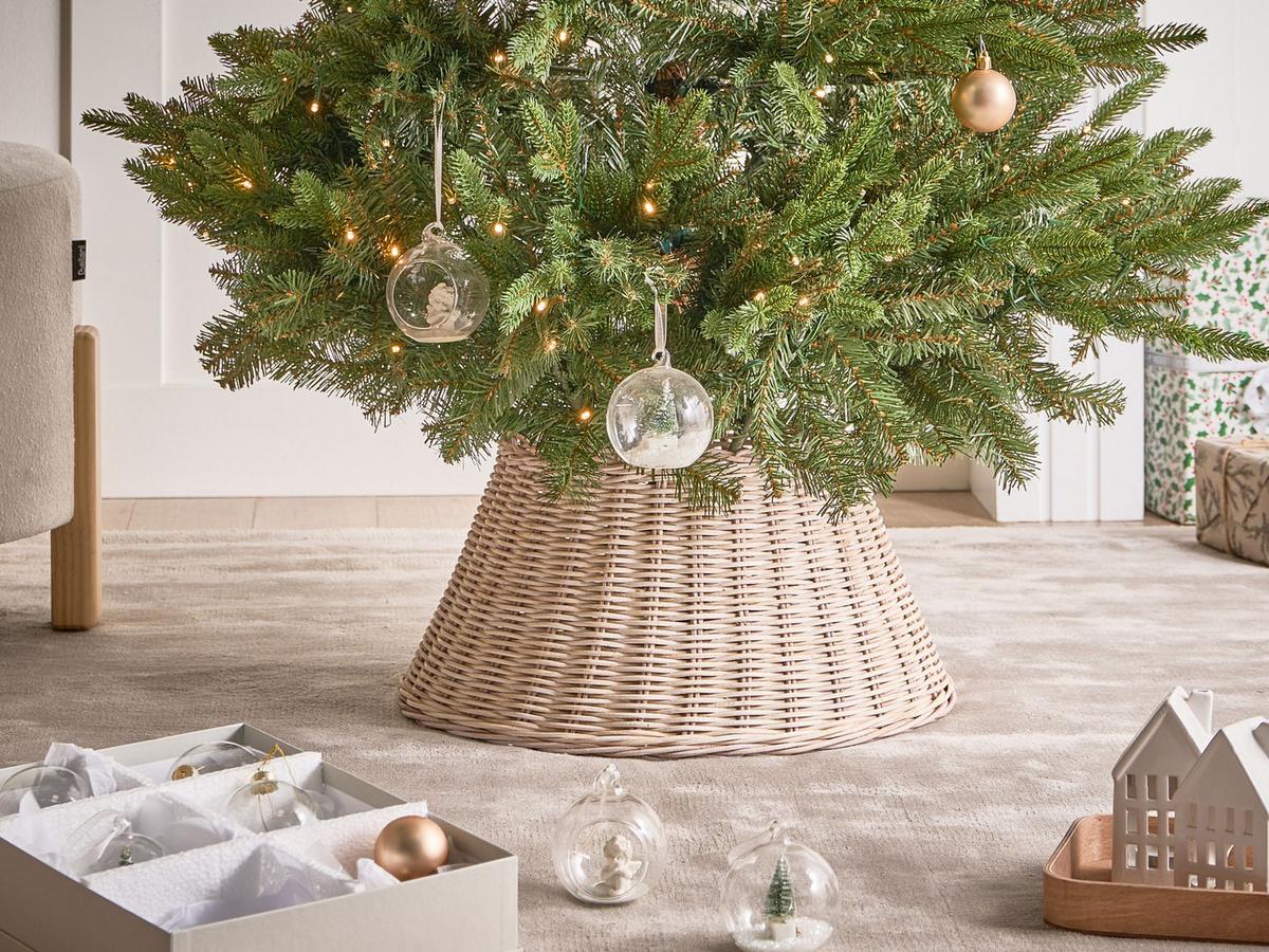 WEIHNACHTSBAUMKRAGEN 24 cm Braun Flocon - Braun, Naturmaterialien (24cm) - Beliani