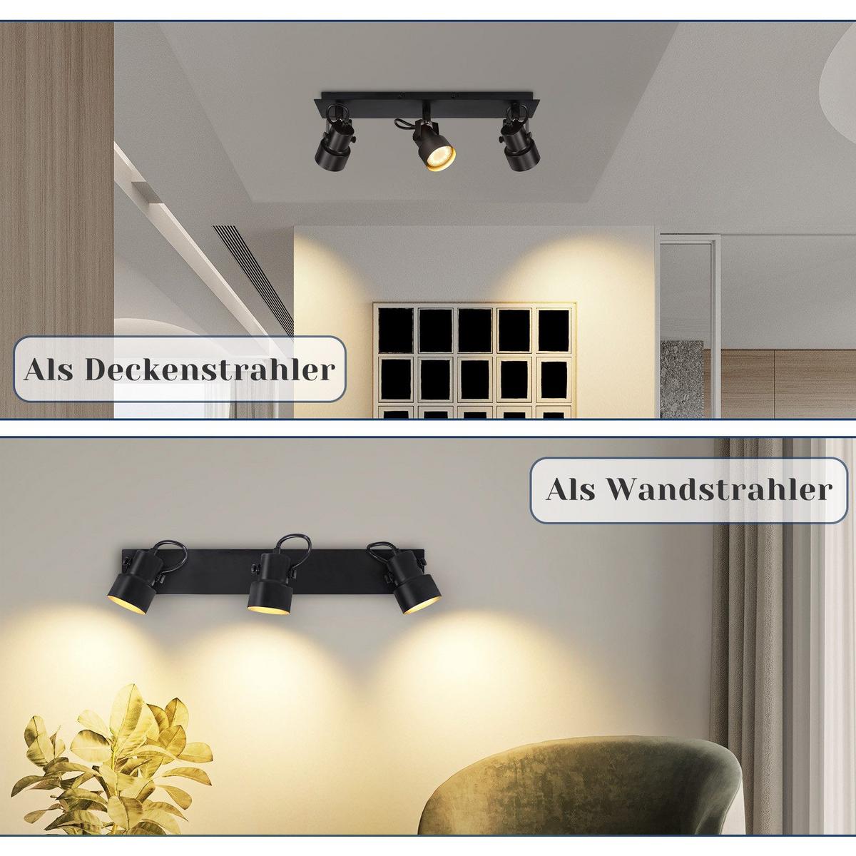 DECKENSTRAHLER Brilon 3-flammig 42/7/10.5cm - Schwarz, Metall (42/7/10.5cm) - Nettlife
