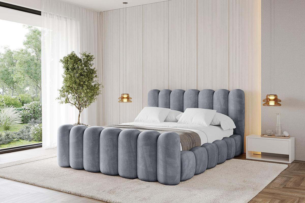 POLSTERBETT mit Bettkasten, Fußteil und Lattenrost, Boxbett ohne Matratze - SENA-Z 200x200 Grau - Grau, Holzwerkstoff/Textil (200/200cm) - ALTDECOR