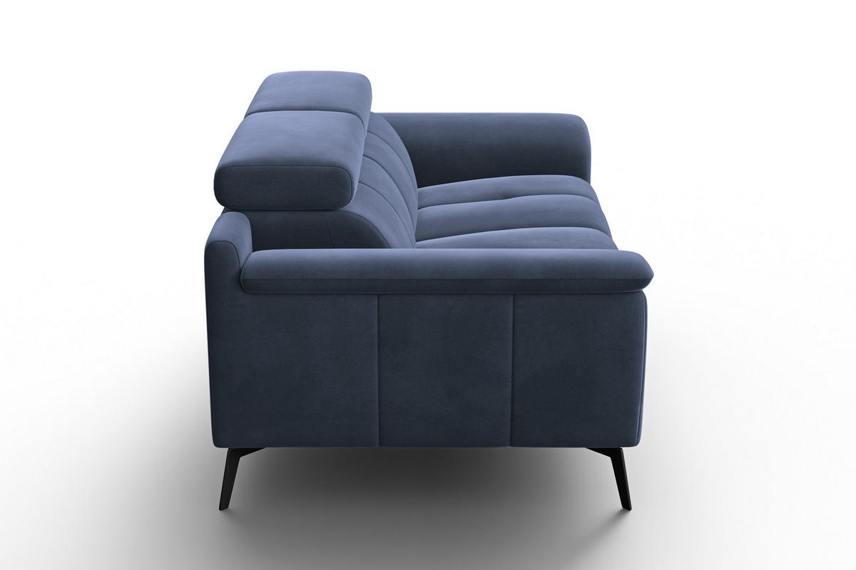 SOFA FIERO 2-Sitzer, Marineblauer Veloursstoff - Blau/Schwarz, Holz/Textil (170/82/103cm) - Courtois Laville