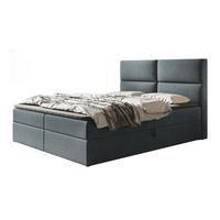 BOXBETT LIZBONA mit 2 Bettkästen, 120x200, Farbe: Dunkelgrau, Velourstoff, Doppelbett mit Bonell-Matratze - Dunkelgrau, Holz/Kunststoff (120/200cm) - Alpi-Möbel
