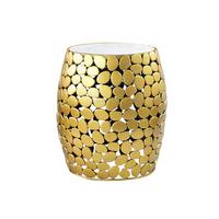 BEISTELLTISCH DIEMEL, Marmor, handgefertigt, Gold-Weiß, Ø 40 x 46 cm - Goldfarben, Stein/Metall (40/40/46cm) - KADIMA DESIGN