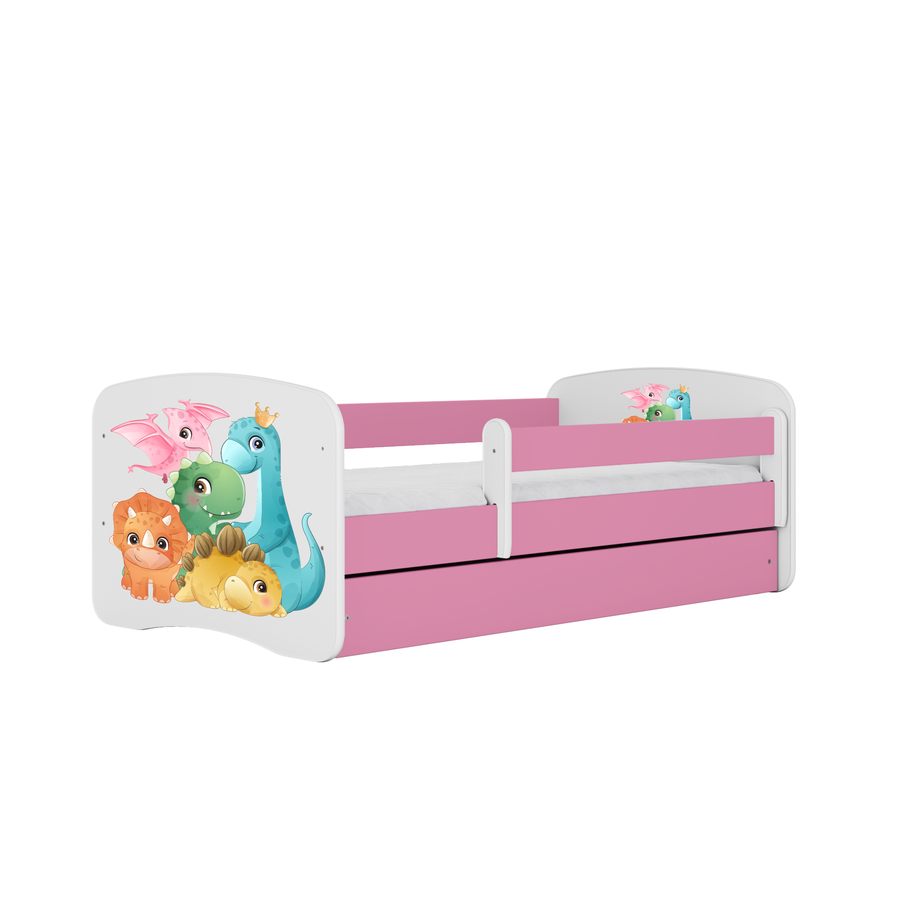 KINDERBETT Dino mit Schublade und Matratze 140/70 - Rosa, Holzwerkstoff (70/140cm) - RAUMHIRSCH FURNITURE