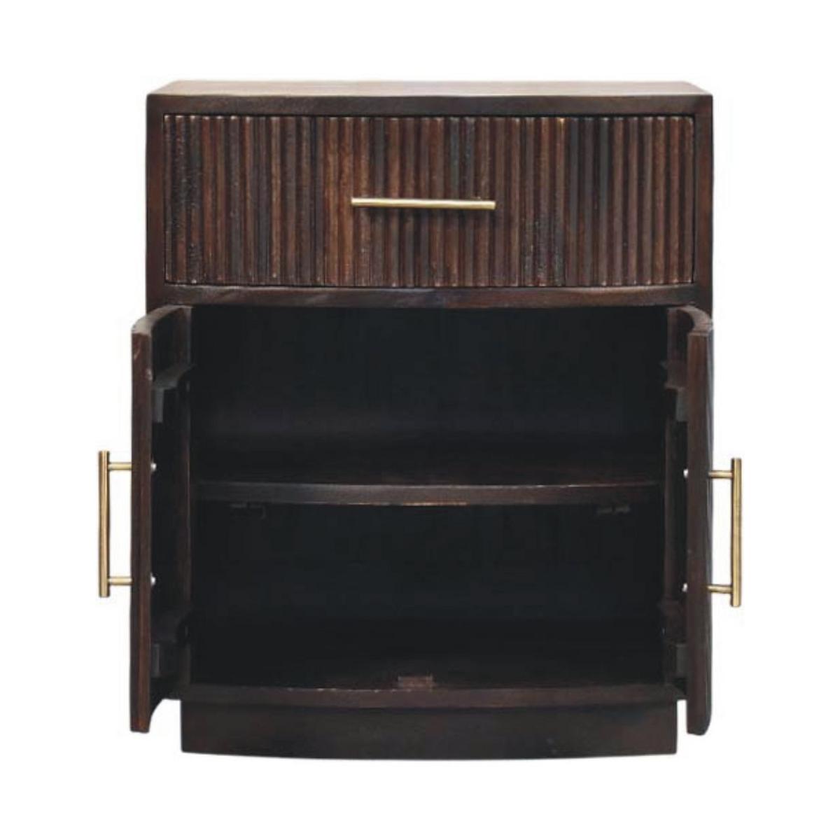 NACHTTISCH mit Samt-Mokka-Finish, 1 Schublade, 2 offene Ablagen, dunkelbraun - Dunkelbraun, Holz (50/60/40cm) - Artisan Furniture
