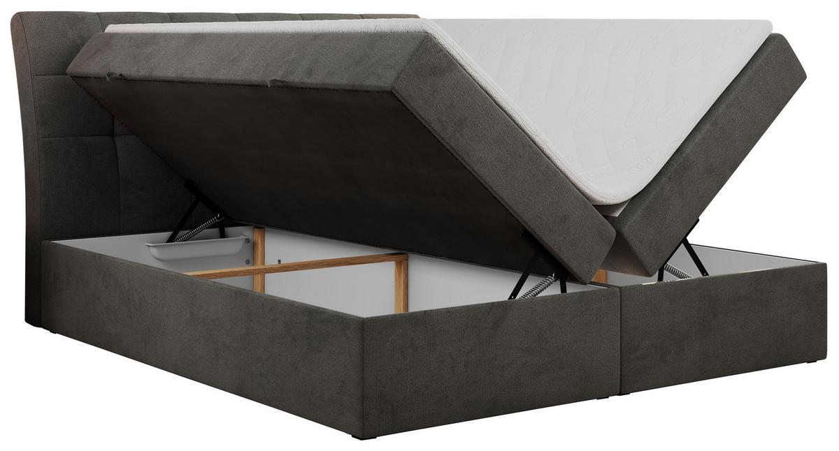 BOXBETT DIEGOS 180/200 Dunkelgrau Velvet - H4 - Dunkelgrau, Holz/Textil (180/200cm) - MKS