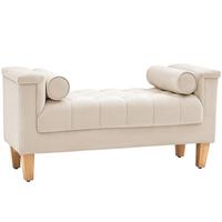 POLSTERBANK mit Chenille-Bezug, Armlehne, 115 x 44 x 58 cm Beige - Beige, Textil (44/58/115cm) - HOMCOM