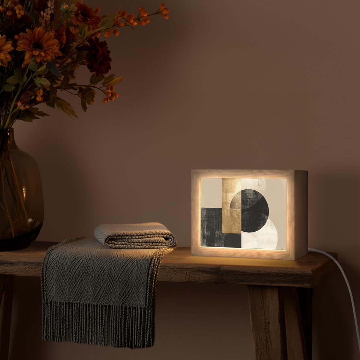 TISCHLEUCHTE Abstrakt - Modern - Schwarz - Gold 20x15 cm - Beige, Holzwerkstoff (8/20/15cm) - OnlyWow