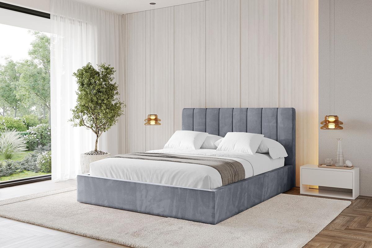 POLSTERBETT mit Bettkasten und Lattenrost, Bett mit Matratze H3/H4 - STERA 160x200 Grau - Grau, Holzwerkstoff/Textil (160/200cm) - ALTDECOR
