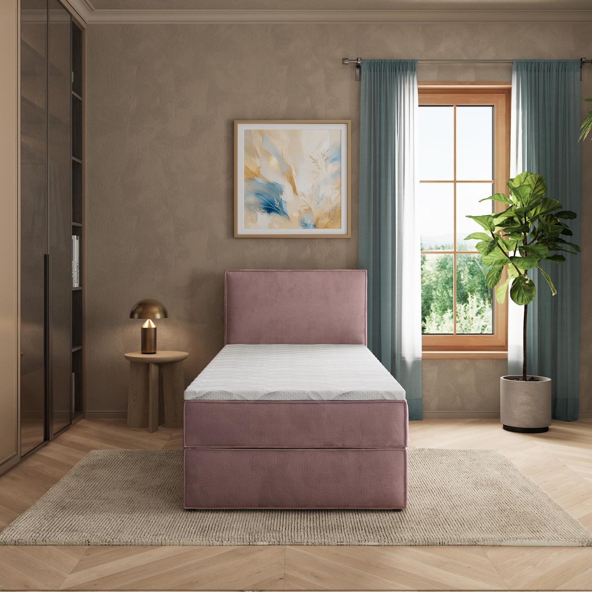 BOXBETT PELLIO 100x200 cm mit Matratze und Topper - Lila - Lila, Holz (100/200cm) - MASSENO