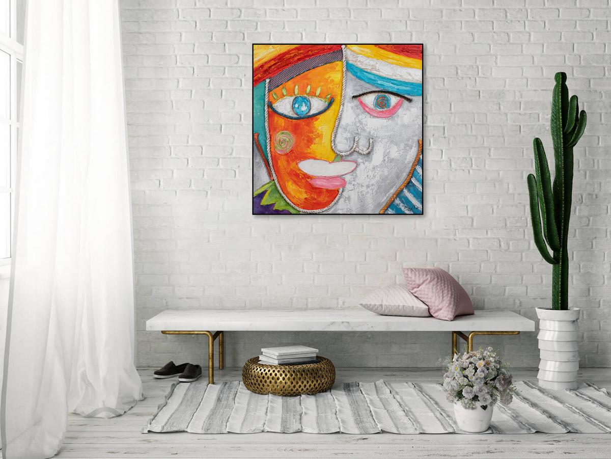 ACRYLBILD HANDGEMALT 80/80 cm - Multicolor, Holz/Textil (80/80cm) - KUNSTLOFT