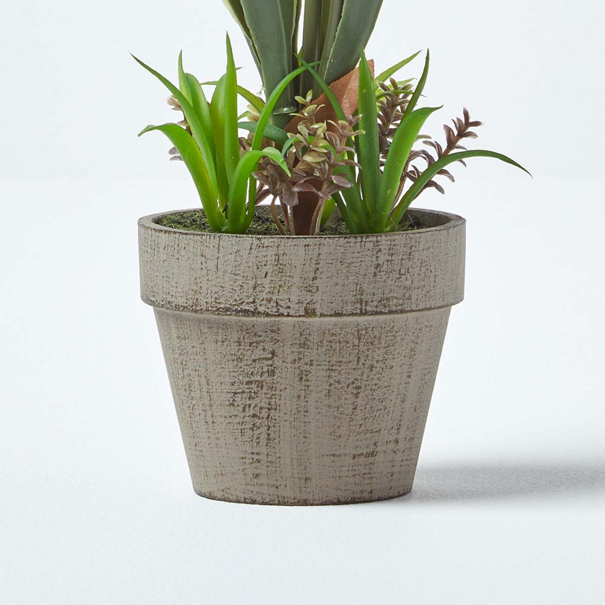 KUNSTBLUMEN Tulpen weiß im Steinoptik-Topf, 27 cm - Weiß, Kunststoff (27cm) - Homescapes