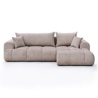 ECKSOFA MILANO Rechts mit Schlaffunktion und Bettkasten Grau-Braun - Graubraun, Kunststoff/Textil (265/145cm) - Idohome