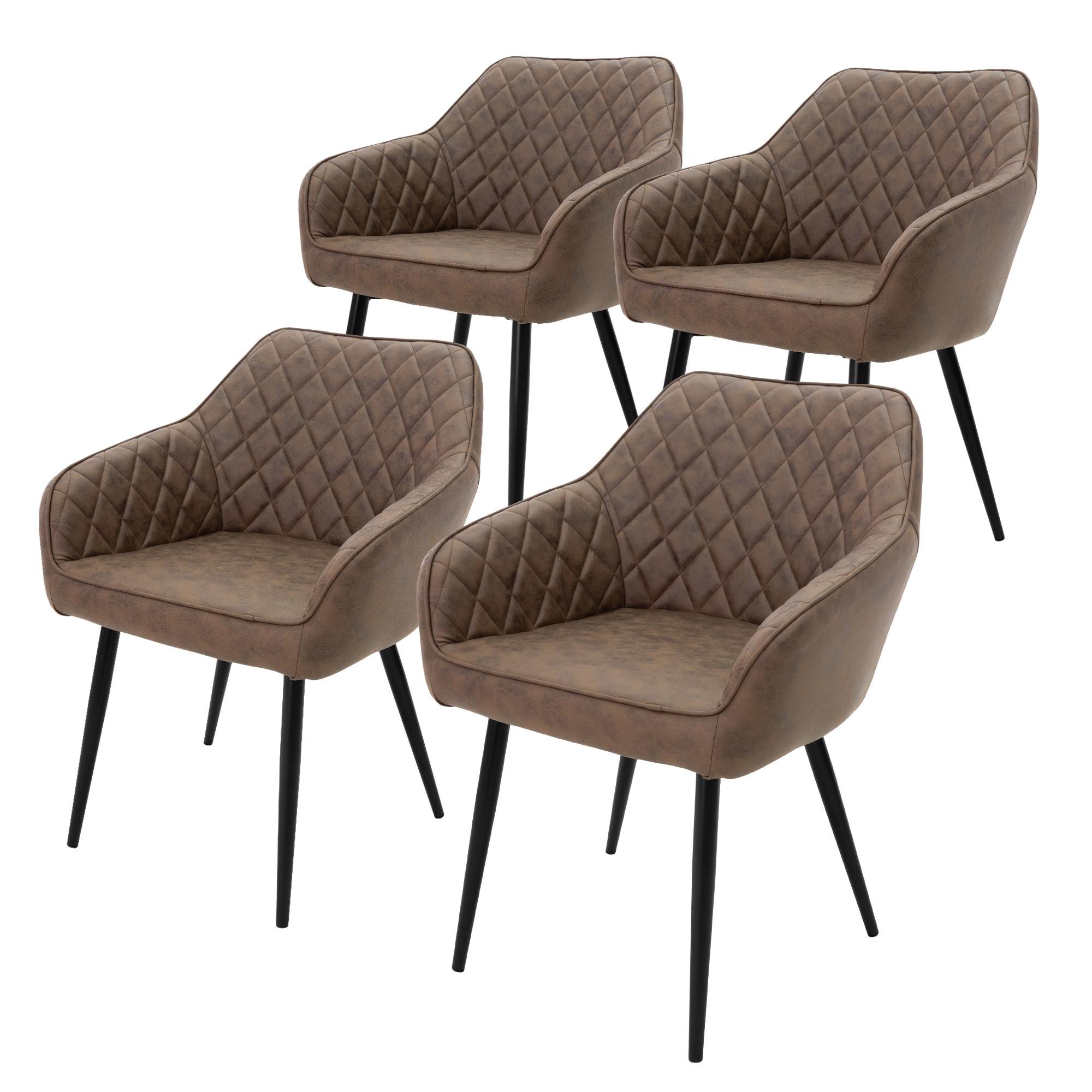 ESSZIMMERSTUHL 4er Set Braun Kunstleder - Schwarz/Braun, Kunststoff/Metall (60/80/63cm) - ML-DESIGN