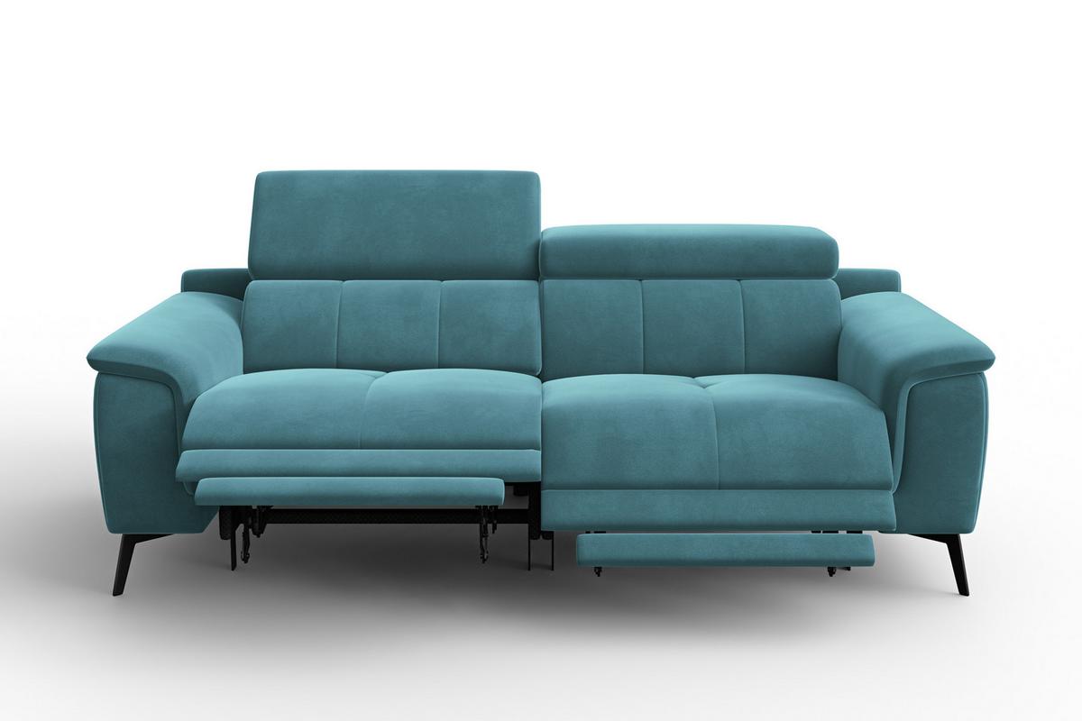SOFA RELAX FIERO 3-Sitzer, Minter Veloursstoff - Schwarz/Mintgrün, Holz/Textil (212/82/103cm) - Courtois Laville