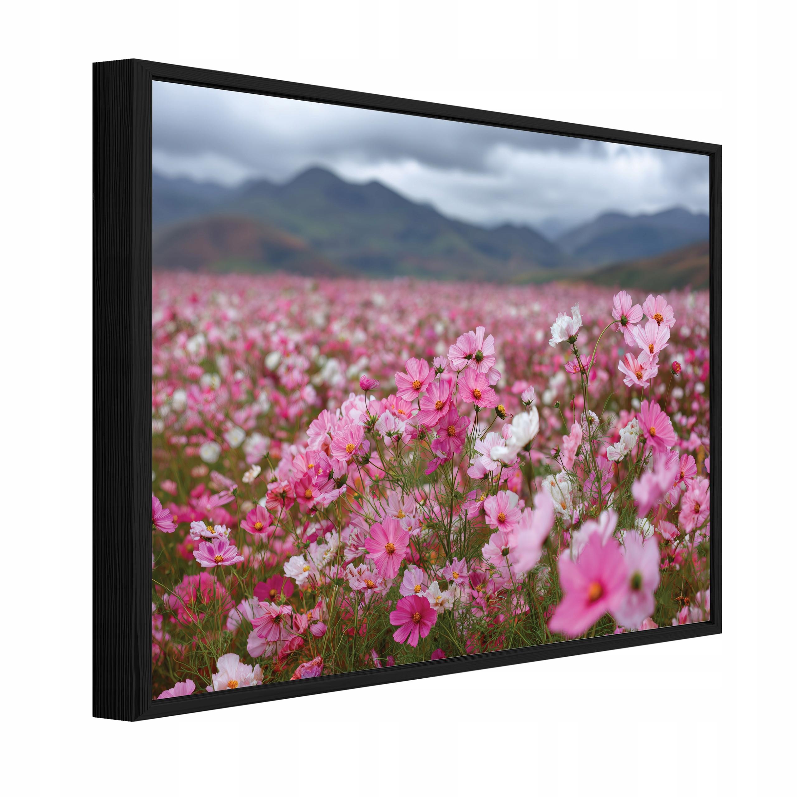 BILDER mit Rahmen Blumen Felder Rosa 120x80 cm - Multicolor, Holzwerkstoff (120/80cm) - Wallarena