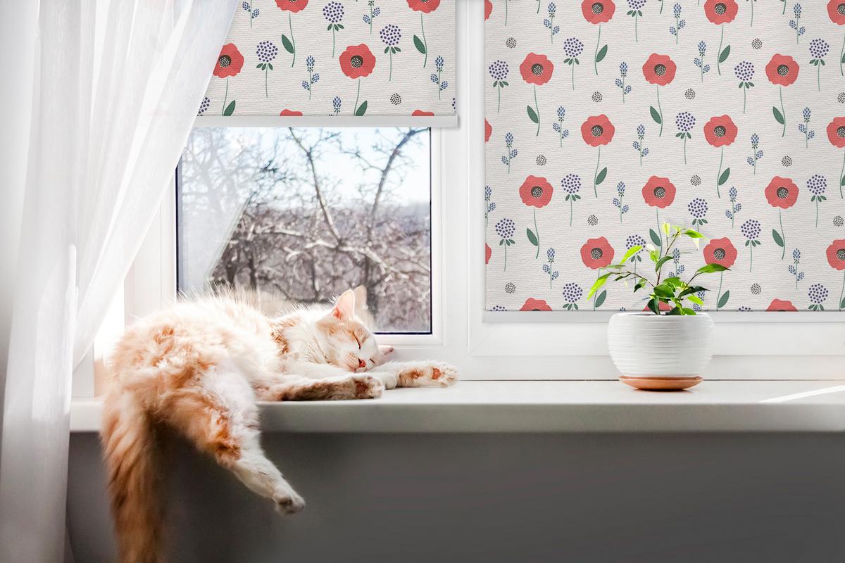 INNENROLLO - Fensterrollo - Rollo - 60x40 cm - Mohnblumen - Rot, Kunststoff (60/140/0.5cm) - TULUP