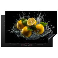 HERDABDECKPLATTE Zitrone - Obst - Gelb - Schwarz Induktionsmatte 83x51 cm - Gelb, Kunststoff (83/51.5/0.2cm) - MuchoWow