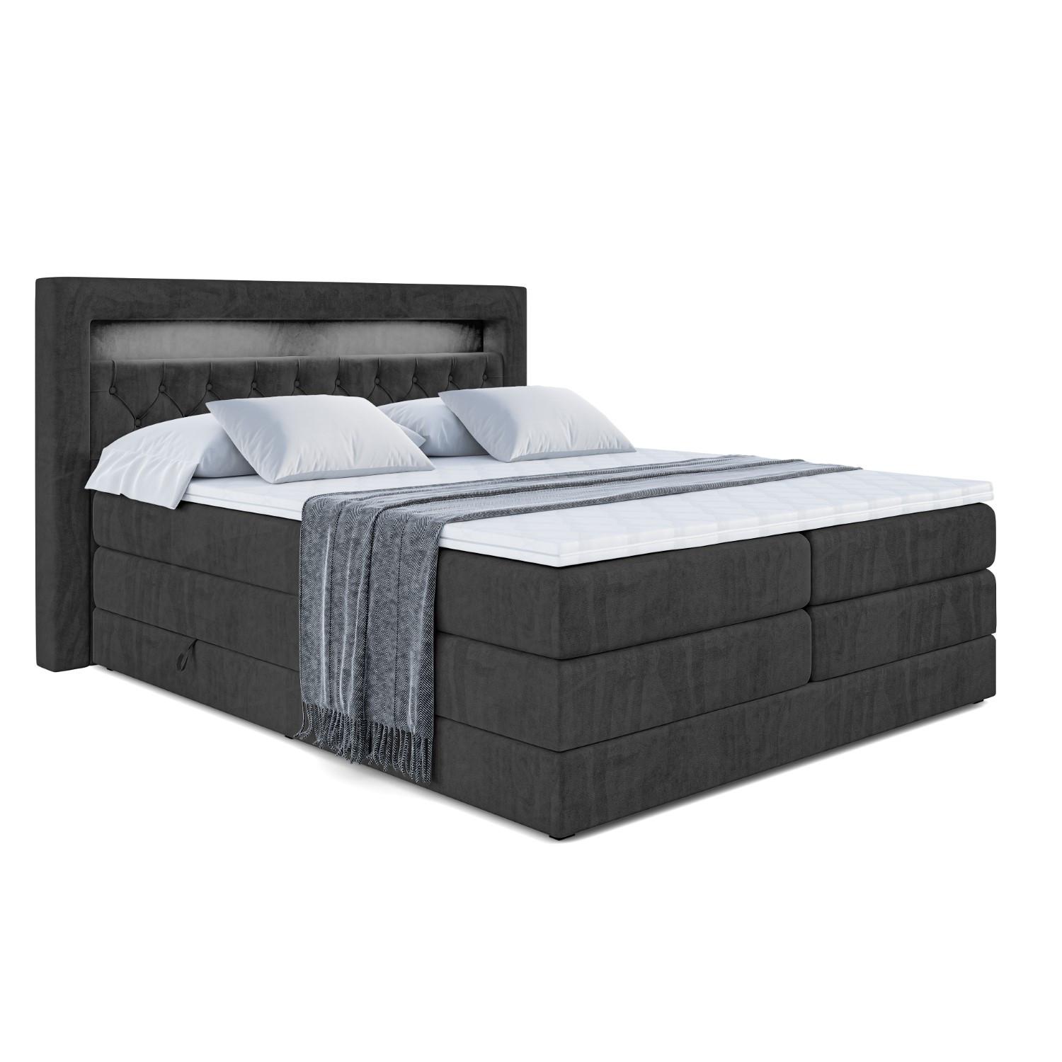 BOXSPRINGBETT NOEL GOLD KING - 120x200 - H3/H4 - Schwarz - Schwarz, Holzwerkstoff (120/200cm) - ALTDECOR