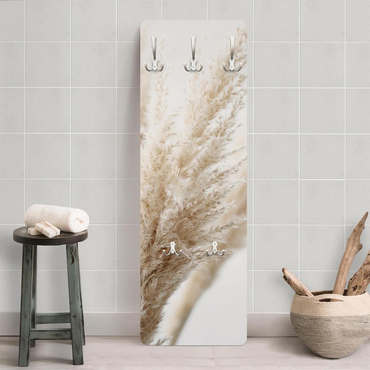 WANDGARDEROBE - Makroaufnahme Pampasgras 34/105 cm - Beige, Holzwerkstoff (34/105/1.6cm) - Bilderwelten