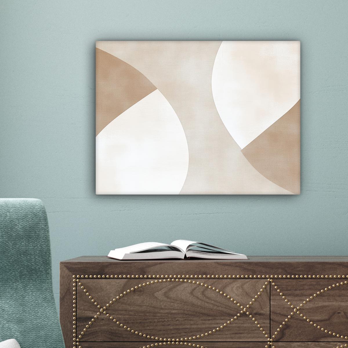 LEINWANDBILD Braun - Japandi - Abstrakt Wandbild 40x30 cm - Sandfarben, Textil (40/30cm) - MuchoWow