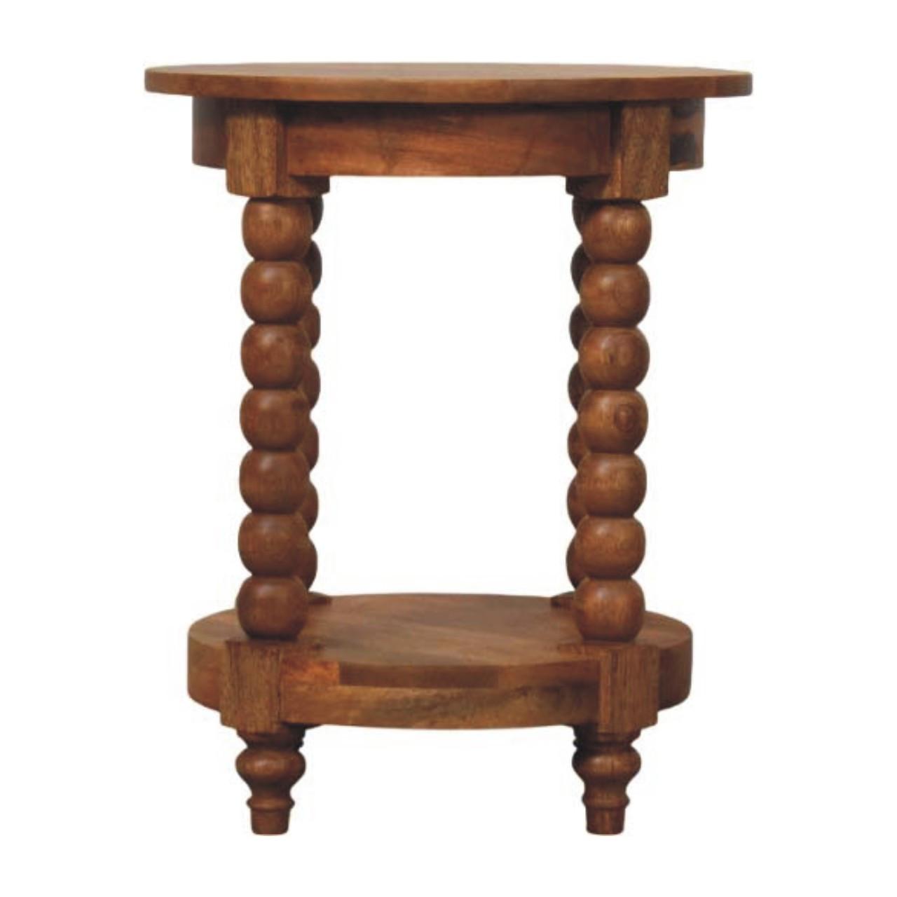 BEISTELLTISCH Golden-Teak-Finish, 1 offenes Regal in der Mitte, Braun - Braun, Holz (45/45/55cm) - Artisan Furniture