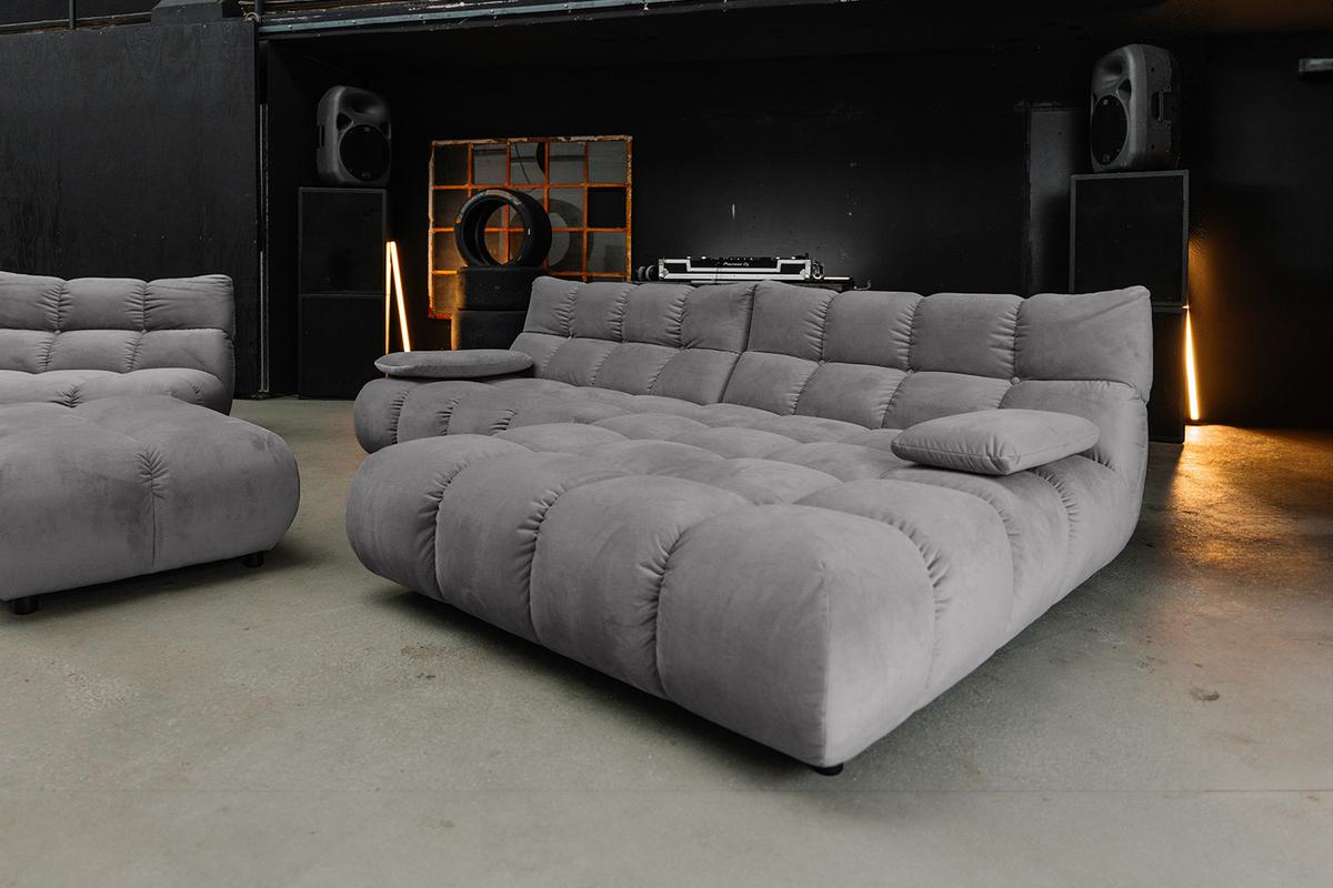 SITZGRUPPE VIVIEN 3ER SET Steingrau Velvet (1er-Set) - Grau, Kunststoff/Textil (510/85/359cm) - KAWOLA