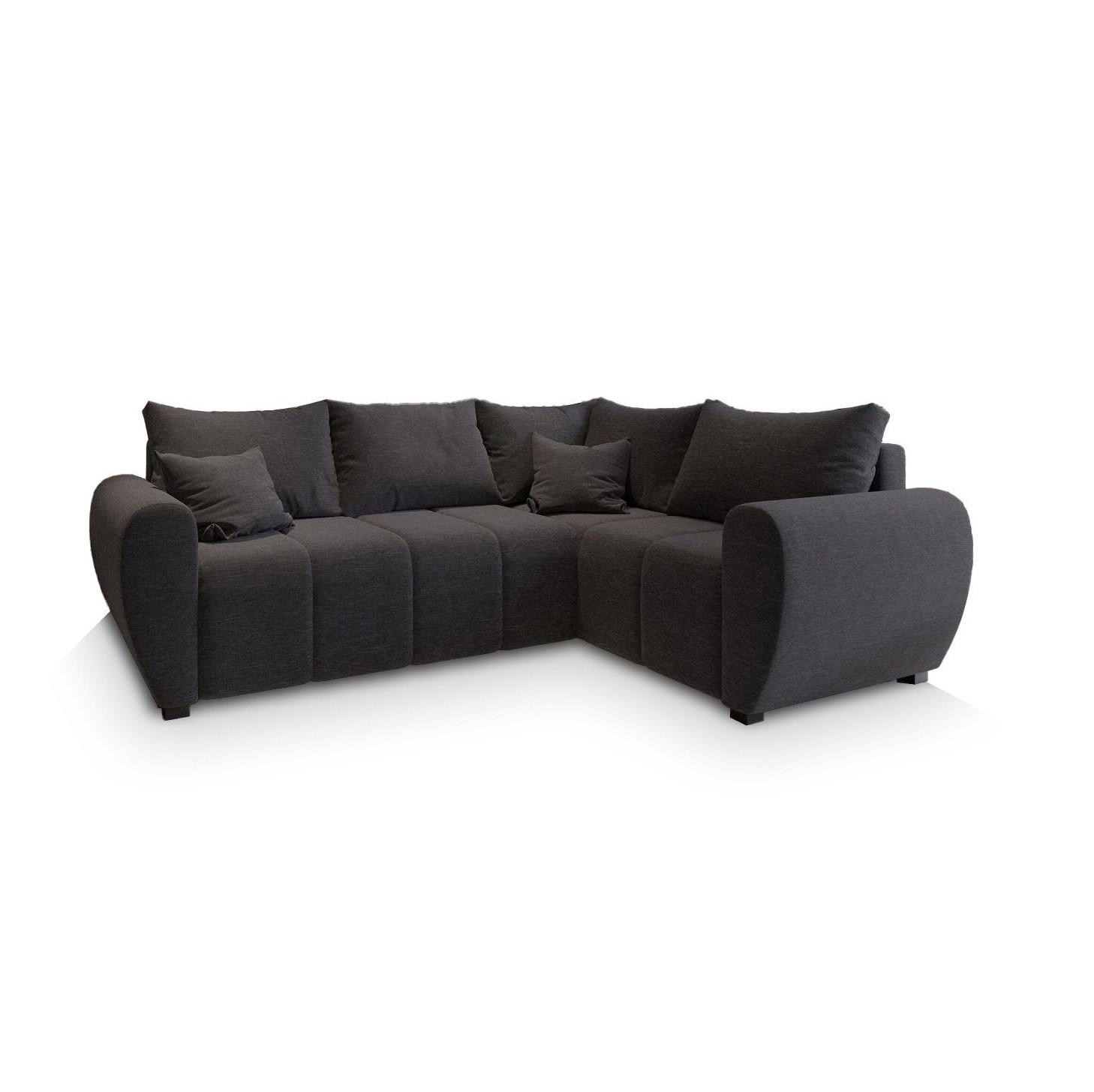 ECKSOFA MADISON L R-S Grau Dünner Stoff mit Schlaffunktion - Schwarz/Grau, Holz/Kunststoff (235/175cm) - MASSENO